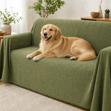 Pet-Friendly Herringbone Couch Cover · Moss Green - pet dog