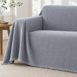 Pet-Friendly Herringbone Couch Cover · Nevada Gray - corner detail