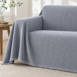 Pet-Friendly Herringbone Couch Cover · Nevada Gray - corner detail