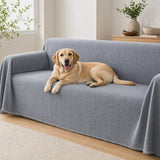 Pet-Friendly Herringbone Couch Cover · Nevada Gray - pet dog