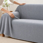 Pet-Friendly Herringbone Couch Cover · Nevada Gray - hands install