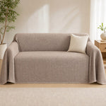 Pet-Friendly Herringbone Couch Cover · Oat Beige - front