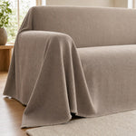 Pet-Friendly Herringbone Couch Cover · Oat Beige - corner detail