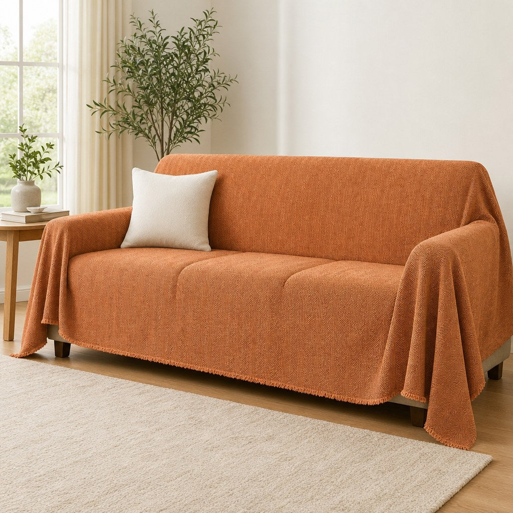 The Pet-Friendly Couch Cover in Rust Orange