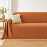Pet-Friendly Herringbone Couch Cover · Rust Orange - front