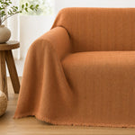Pet-Friendly Herringbone Couch Cover · Rust Orange - corner detail