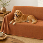 Pet-Friendly Herringbone Couch Cover · Rust Orange - pet dog