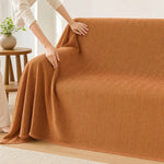 Pet-Friendly Herringbone Couch Cover · Rust Orange - hands install
