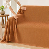Pet-Friendly Herringbone Couch Cover · Rust Orange - hands install
