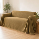 Pet-Friendly Herringbone Couch Cover · Golden Sandstone - wide drape