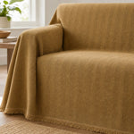 Pet-Friendly Herringbone Couch Cover · Golden Sandstone - corner detail