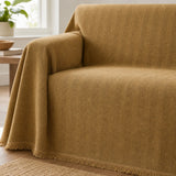 Pet-Friendly Herringbone Couch Cover · Golden Sandstone - corner detail