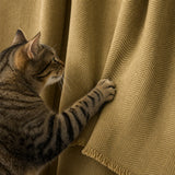 Pet-Friendly Herringbone Couch Cover · Golden Sandstone - cat anti-scratch