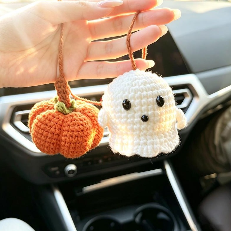 Halloween Car Charm - Crochet Ghost