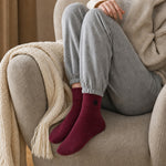 Spider sock worn, burgundy