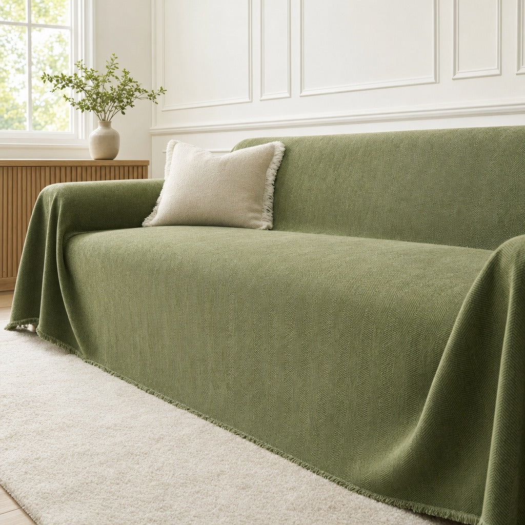 herringbone cover olive green hero