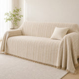 Pet-Friendly Chunky Herringbone Couch Cover - Almond Cream