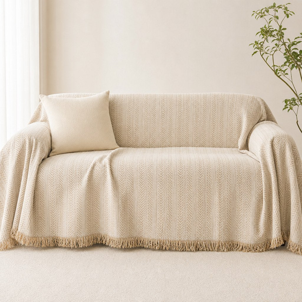 herringbone fringe almond 2 front
