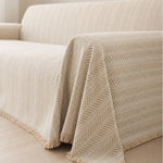 Pet-Friendly Herringbone Couch Cover · Almond Cream
