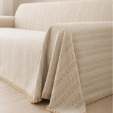 Pet-Friendly Herringbone Couch Cover · Almond Cream