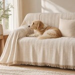 Pet-Friendly Herringbone Couch Cover · Almond Cream