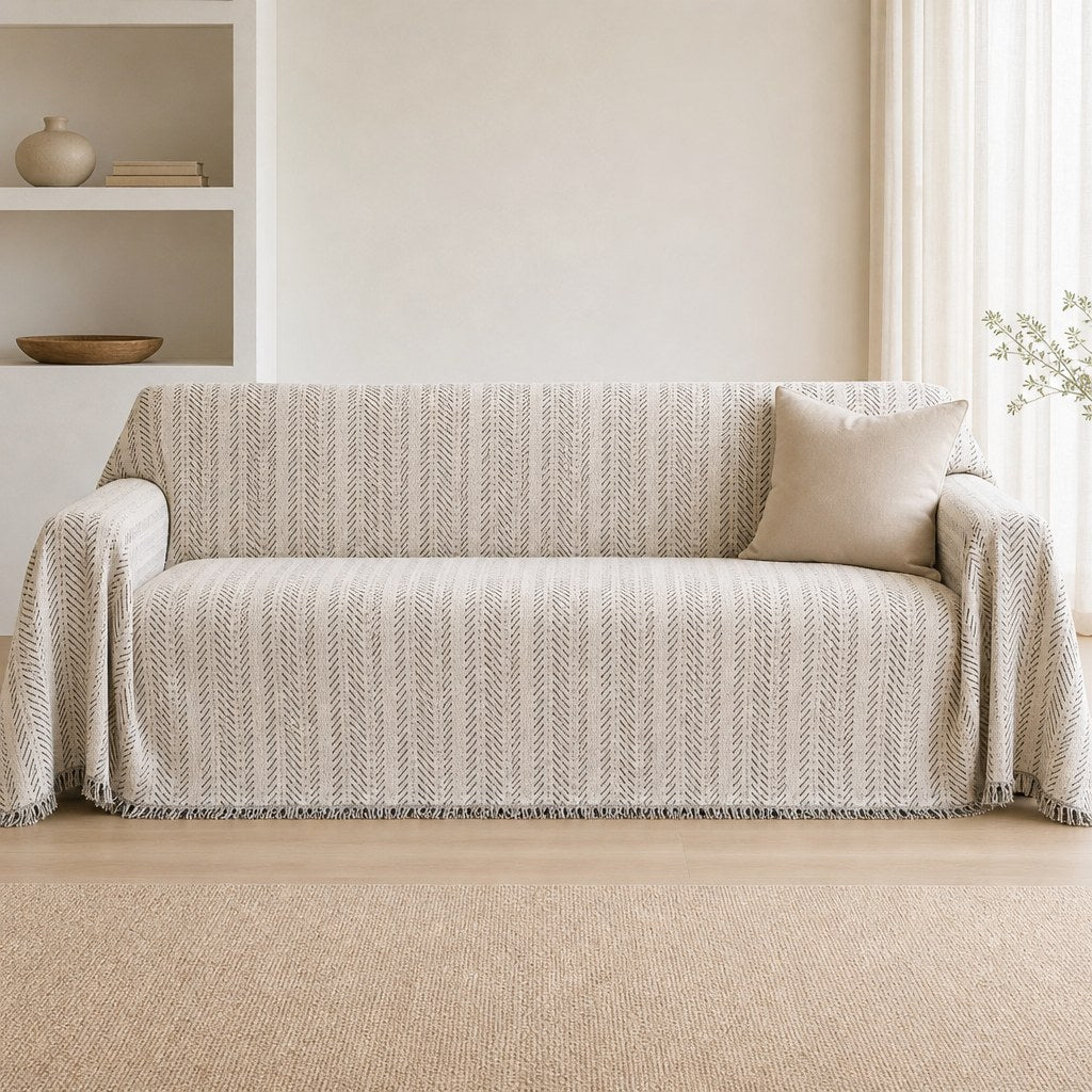 Pet-Friendly Herringbone Couch Cover · Ink Sketch