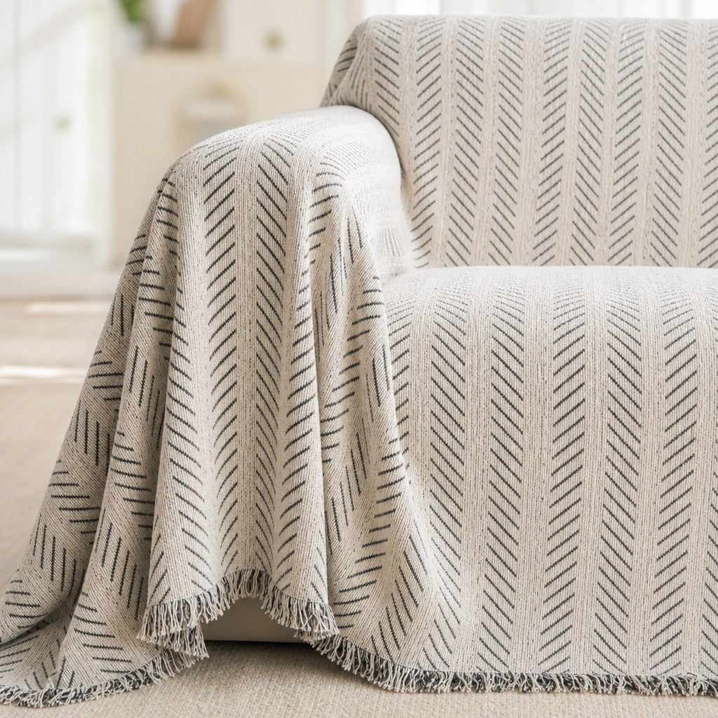 Pet-Friendly Herringbone Couch Cover · Ink Sketch