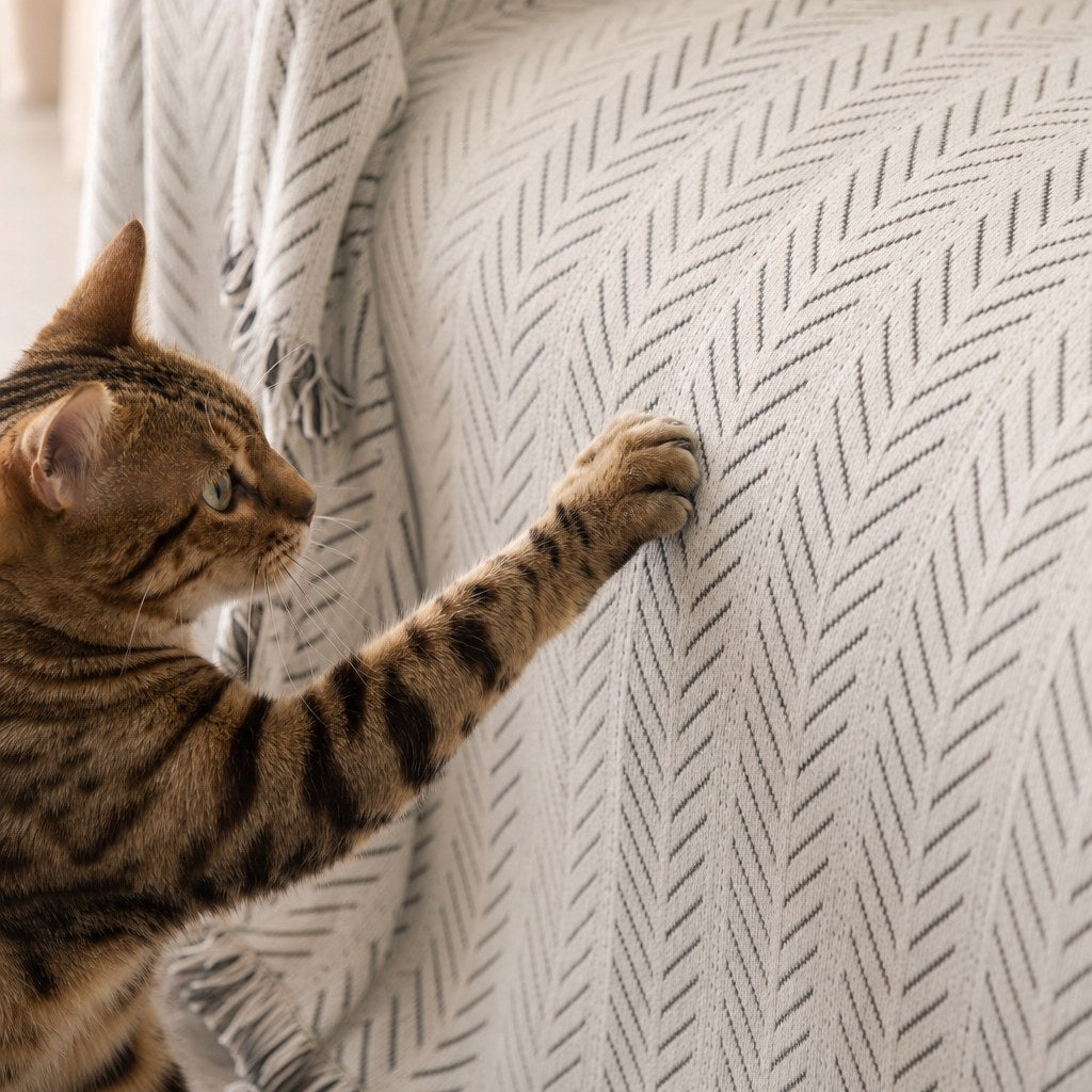Pet-Friendly Herringbone Couch Cover · Ink Sketch