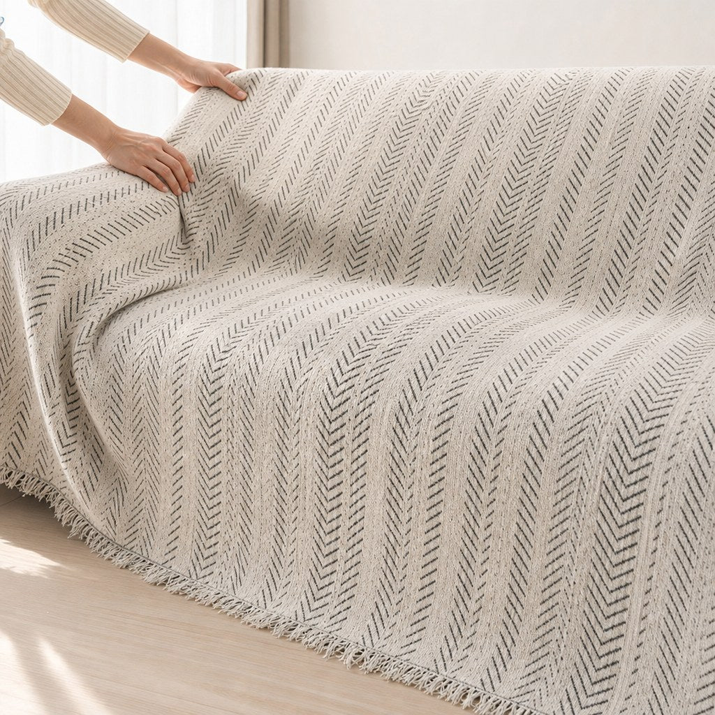 Pet-Friendly Herringbone Couch Cover · Ink Sketch