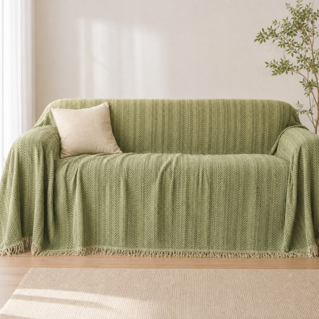 Pet-Friendly Herringbone Couch Cover · Olive Grove