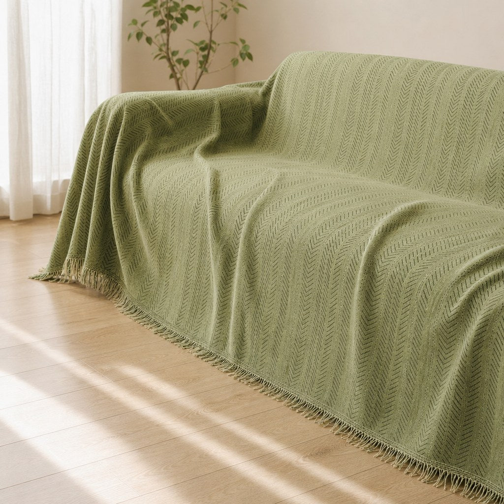 Pet-Friendly Herringbone Couch Cover · Olive Grove