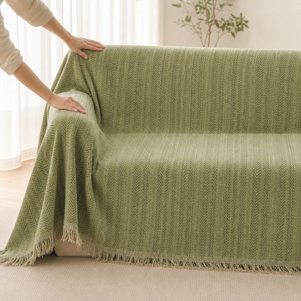Pet-Friendly Herringbone Couch Cover · Olive Grove