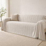 Pet-Friendly Chunky Herringbone Couch Cover - Pebble Gray