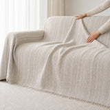 Pet-Friendly Herringbone Couch Cover · Pebble Gray