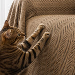Pet-Friendly Herringbone Couch Cover · Rustwood Brown