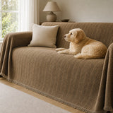 Pet-Friendly Herringbone Couch Cover · Rustwood Brown