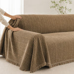 Pet-Friendly Herringbone Couch Cover · Rustwood Brown