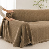 Pet-Friendly Herringbone Couch Cover · Rustwood Brown