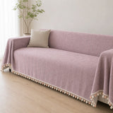 Pet-Friendly Herringbone Tassel Couch Cover · Heather Blush