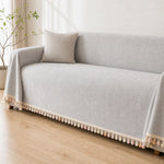 Pet-Friendly Herringbone Tassel Couch Cover · Cloud Drift