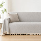 Pet-Friendly Herringbone Tassel Couch Cover · Cloud Drift
