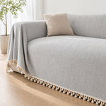 Pet-Friendly Herringbone Tassel Couch Cover · Cloud Drift