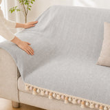 Pet-Friendly Herringbone Tassel Couch Cover · Cloud Drift
