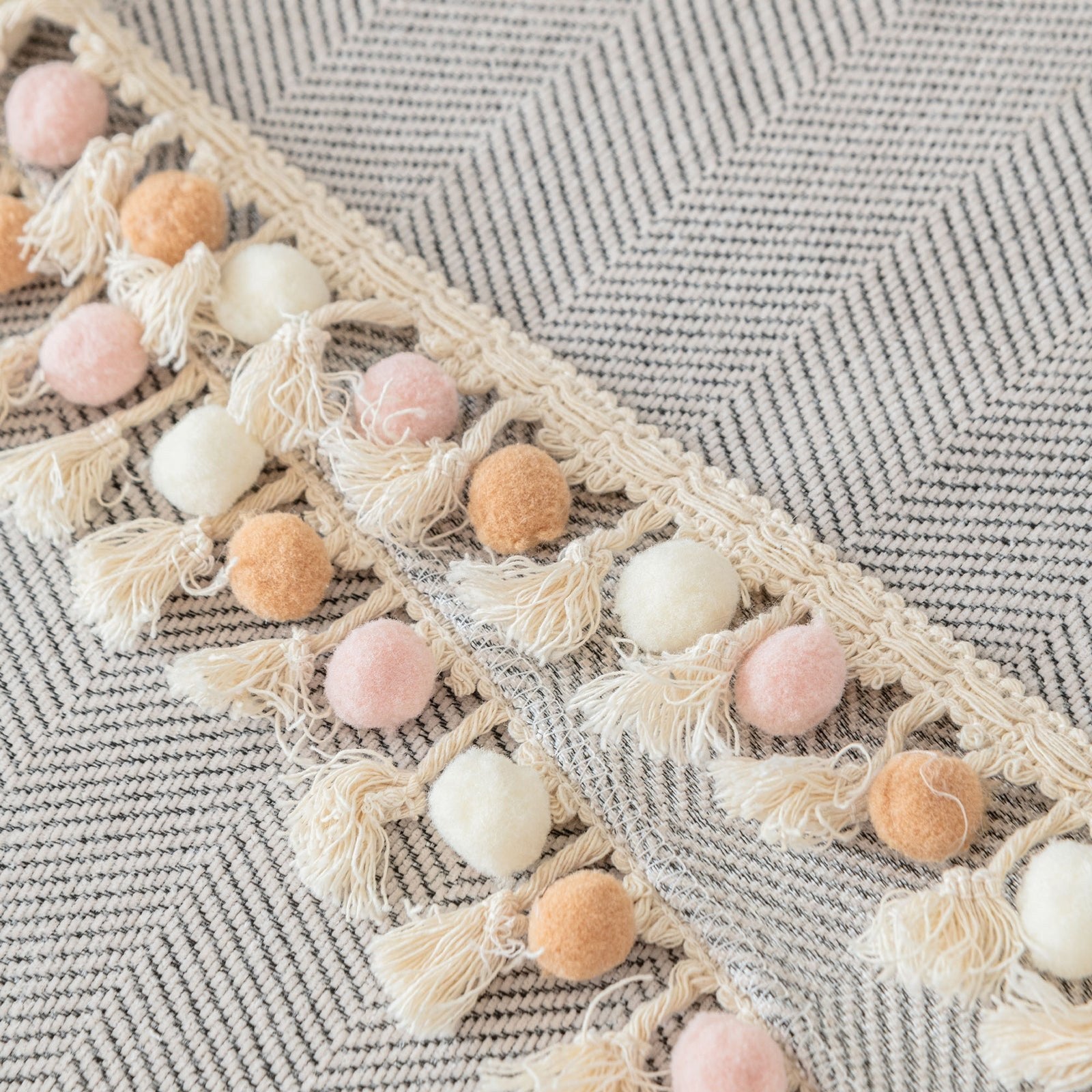 Pet-Friendly Herringbone Tassel Couch Cover · Cloud Drift