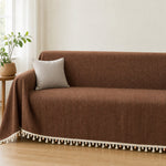 Pet-Friendly Herringbone Tassel Couch Cover · Cocoa Earth