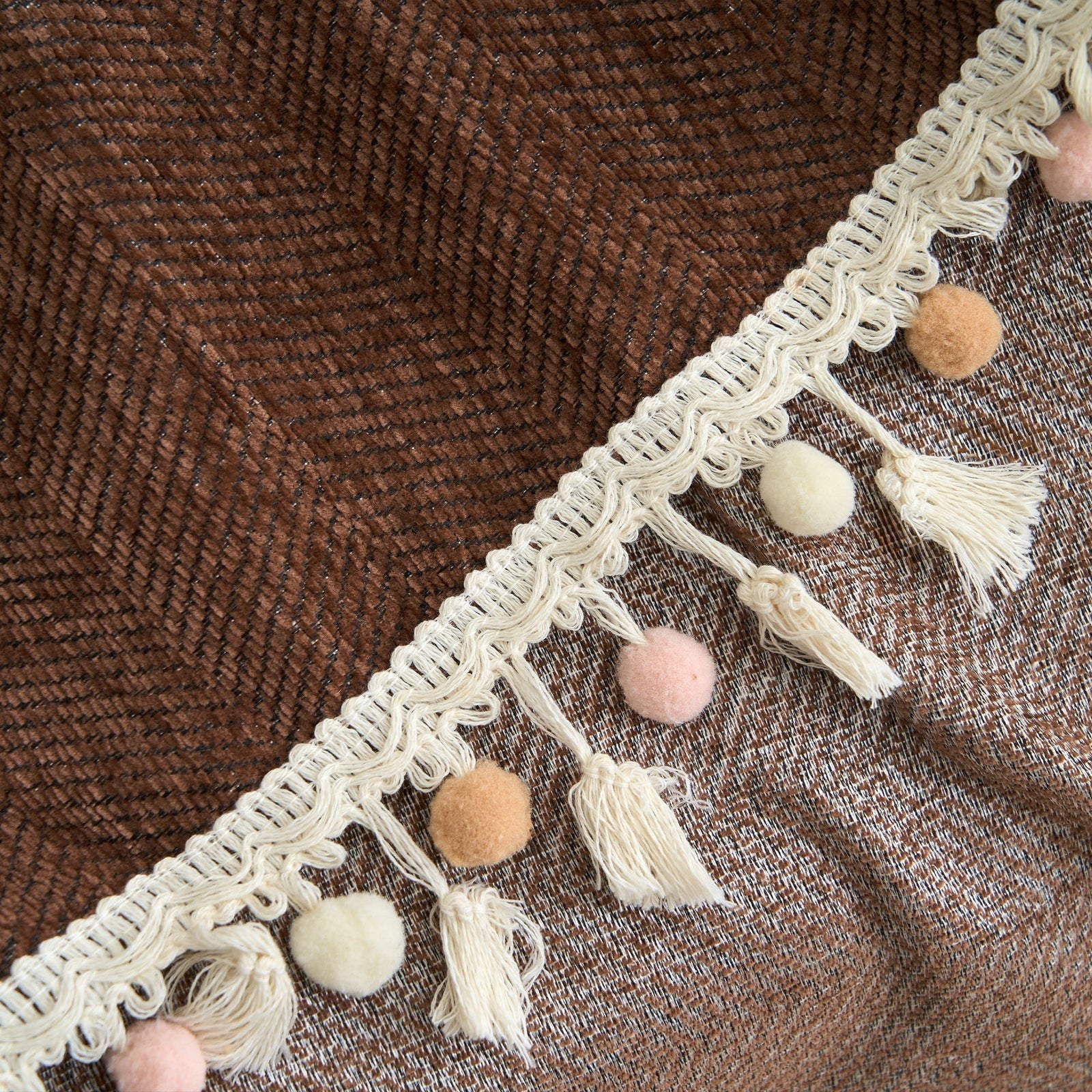 Pet-Friendly Herringbone Tassel Couch Cover · Cocoa Earth