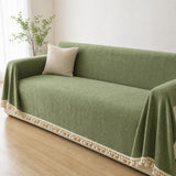 Pet-Friendly Herringbone Tassel Couch Cover · Moss Meadow