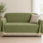 Pet-Friendly Herringbone Tassel Couch Cover · Moss Meadow