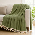 Pet-Friendly Herringbone Tassel Couch Cover · Moss Meadow