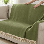 Pet-Friendly Herringbone Tassel Couch Cover · Moss Meadow